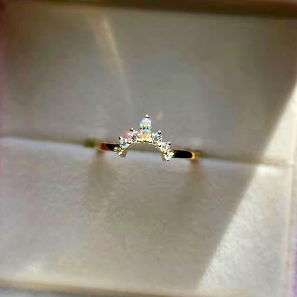 Solid 10k Gold Moissanite Crown Band