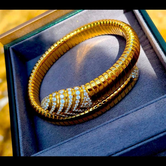 Solid 22k Gold Moissanite Snake Bangle