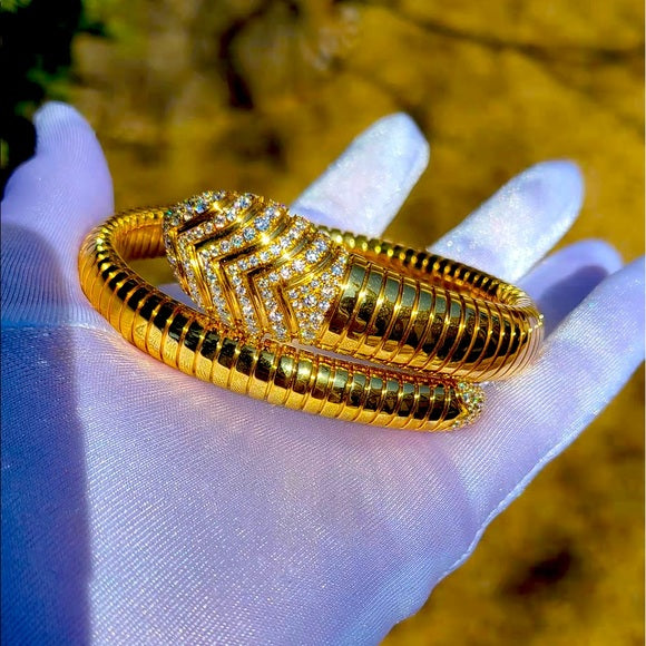 Solid 22k Gold Moissanite Snake Bangle