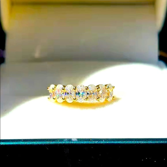 Solid 14k Gold Oval Moissanite Band