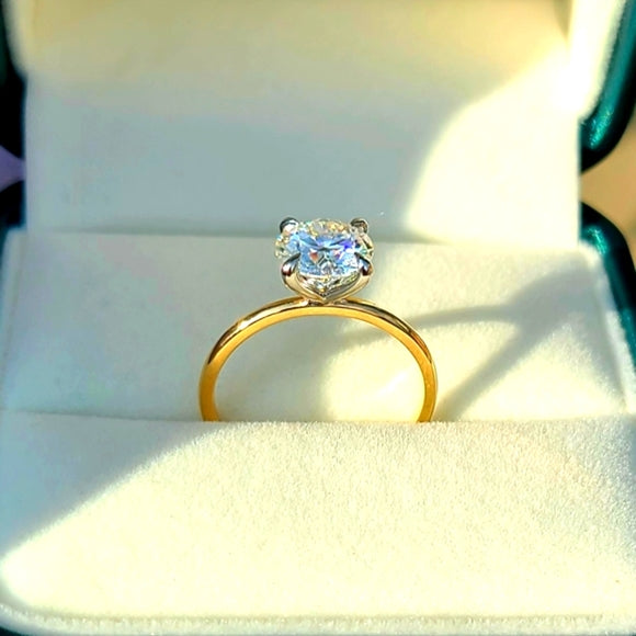 Solid 14k White and Yellow Gold 2ct Moissanite Ring(2-tone Claw)
