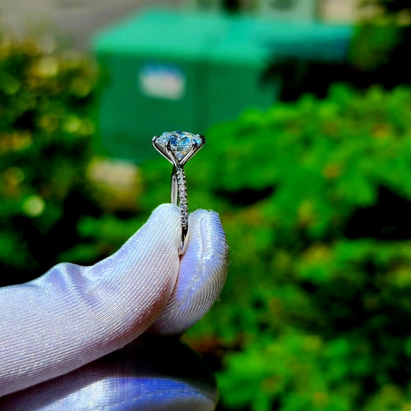Platinum 2.5ct Moissanite Ring with Side Stones