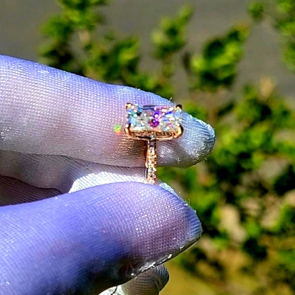 Solid 14k Gold 6×10mm Radiant Moissanite Ring