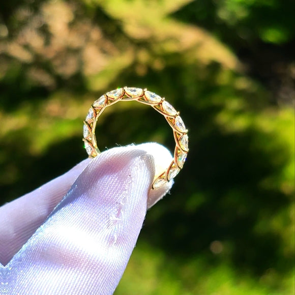 Solid 14k gold oval moissanite eternity