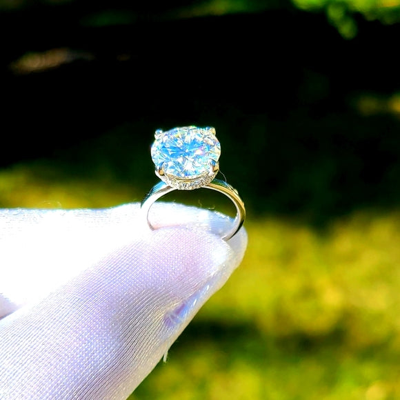 5ct Moissanite Ring with Hidden Halo