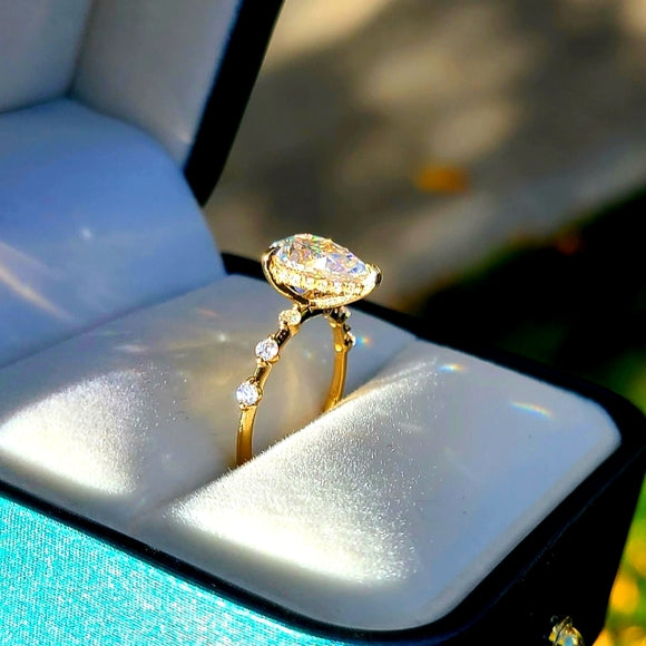 Solid 14k Gold 2ct Pear Moissanite Ring