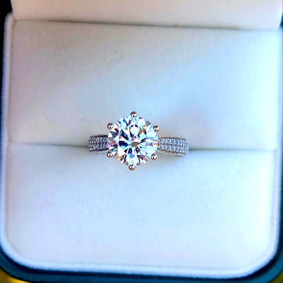 Solid 14k gold 3ct moissanite ring (006)