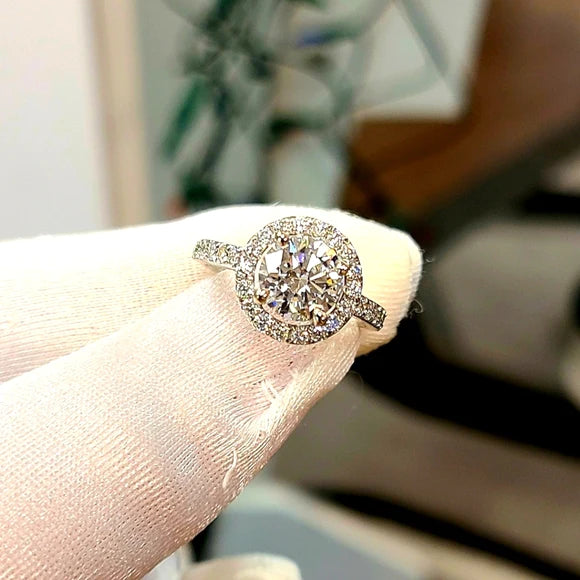 Solid 14k Gold 1.5ct Lab Diamond Ring with Side Stone Lab Diamond
