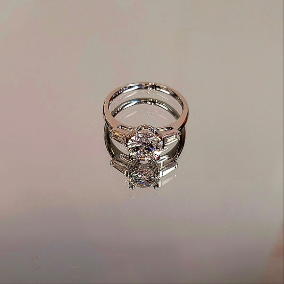 Solid 14k Gold 2.55TCW Lab Diamond Ring with Side Lab Diamond