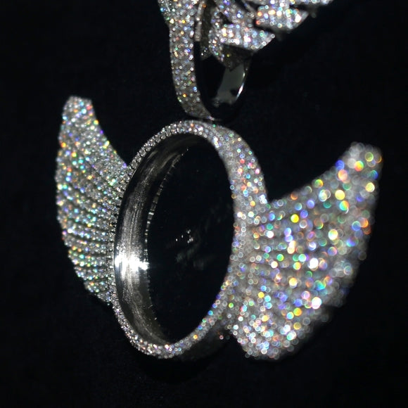 3D Setting Moissanite Wing Pendant with Your Pic