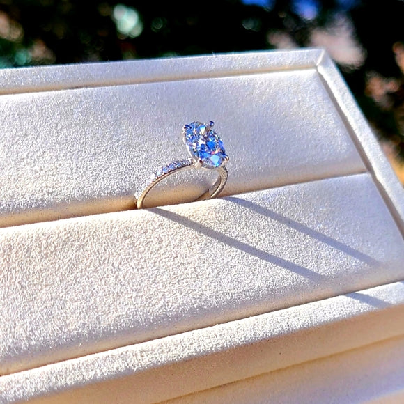 Platinum 2ct Lab Oval Diamond Ring with Side Diamond