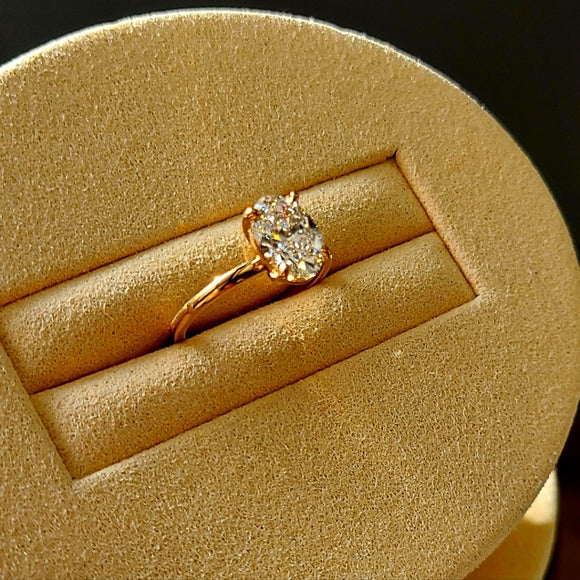 Solid 14k Gold 1.41ct Lab oval Diamond Ring