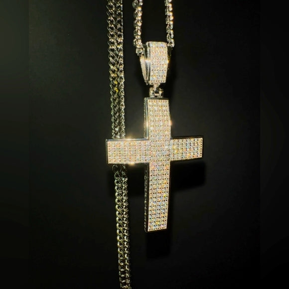 Moissanite Iced Out Cross Necklace
