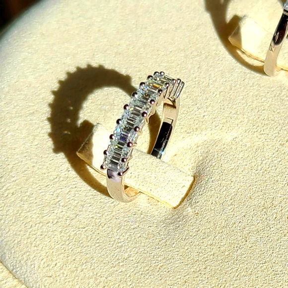 Solid 14k Gold 2*3mm Emerald Cut Moissanite Band