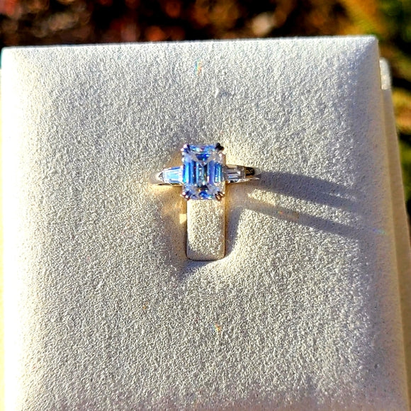 Solid 14k gold 2ct Emerald Cut Moissanite Ring