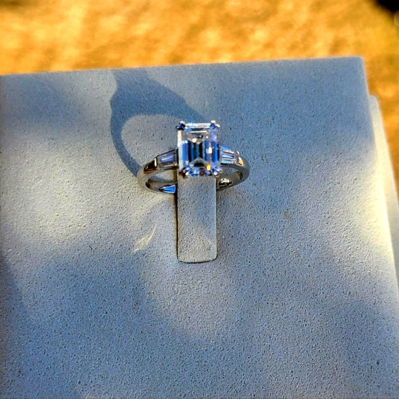 Solid 14k gold 2ct Emerald Cut Moissanite Ring