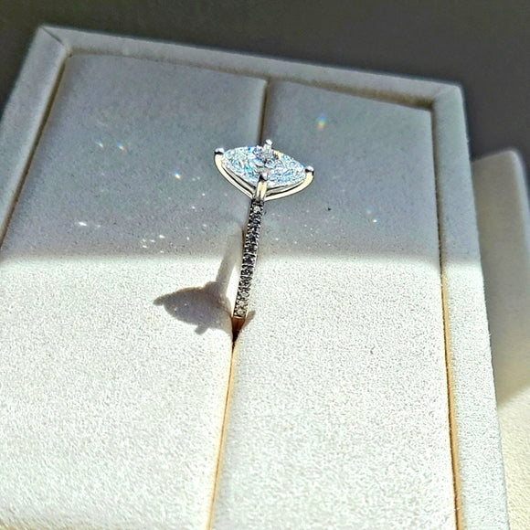 Platinum 2.14ct Lab Oval Diamond Ring With Side Lab Diamond