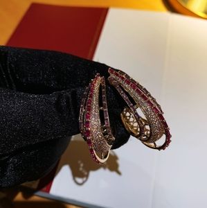 Sterling Silver Red & Purple Hanging Earrings